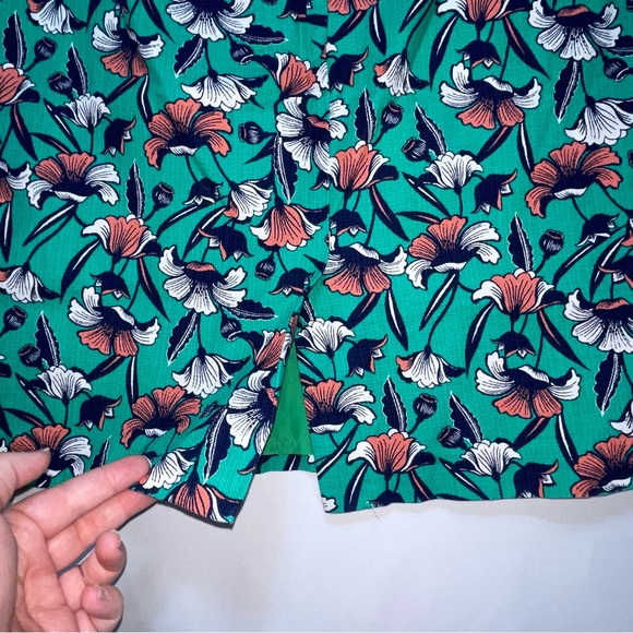 J. by J. Crew Green Floral Basketweave Pencil Skirt Women's Size 12 - Picture 5 of 9